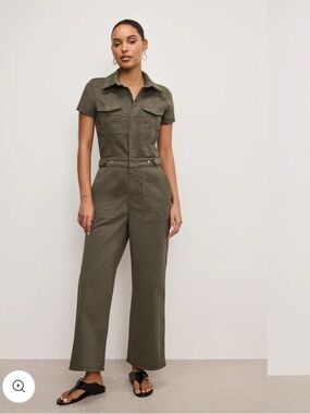 Good American Olive Short-Sleeve Utility Jumpsuit